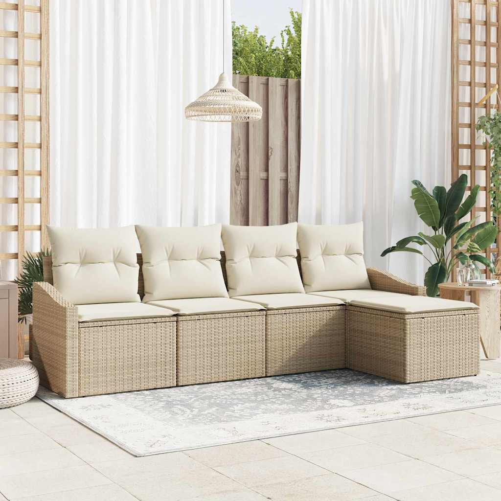 Sofa Sæt 5 stk. Beige og creme polyrattan