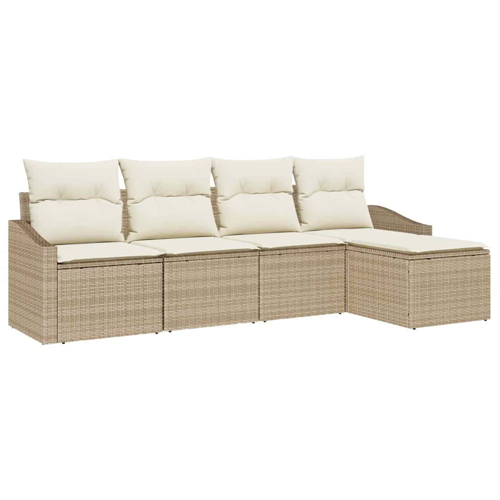 Sofa Sæt 5 stk. Beige og creme polyrattan