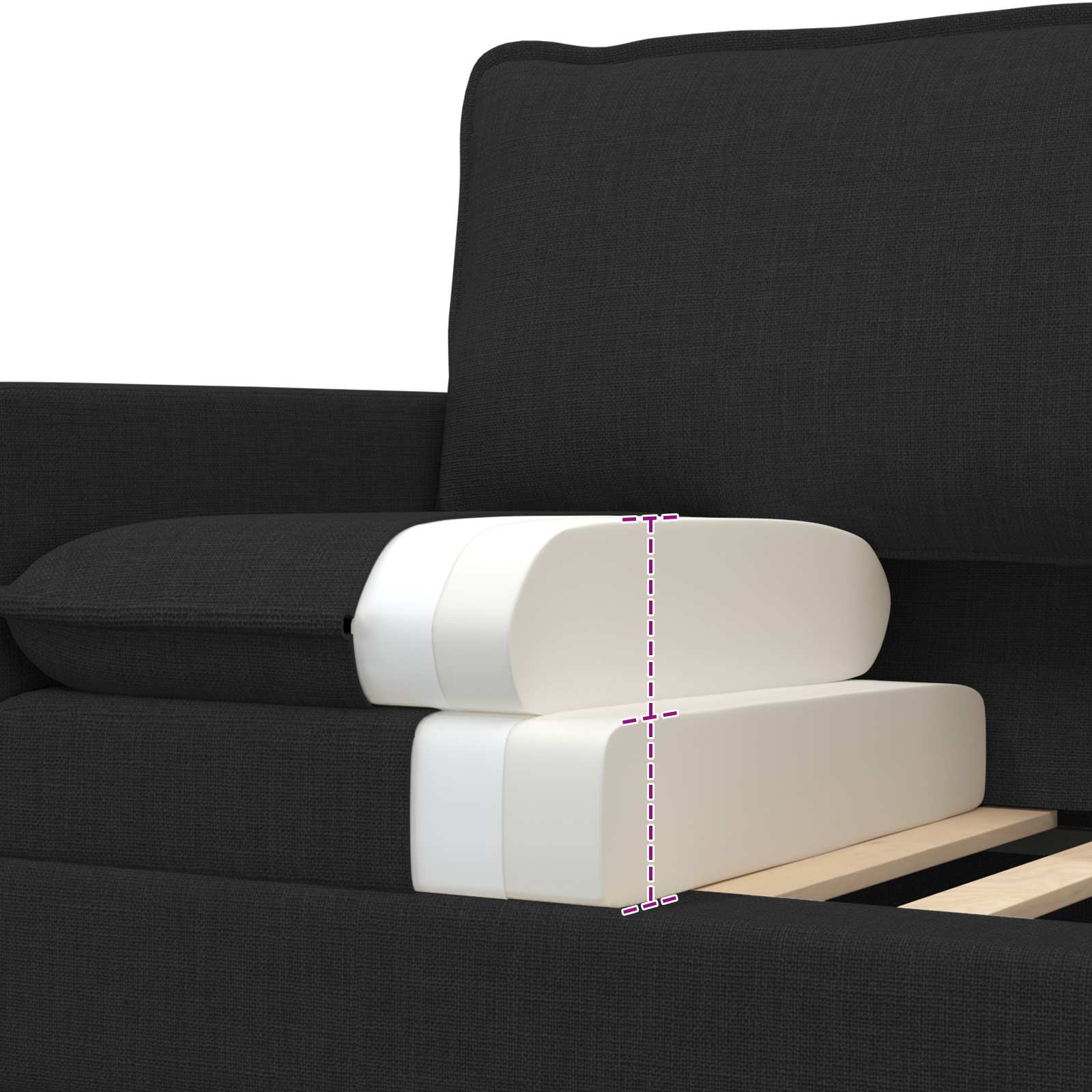 Sofa Sort 196 x 81 x 87,5 cm Stof