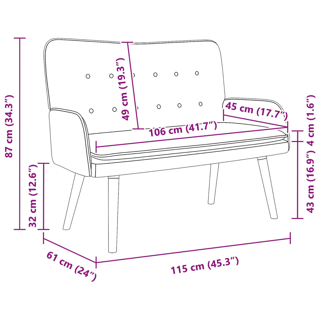 2-personers sofa Mørkegrå 115 x 61 x 87 cm Fløjl