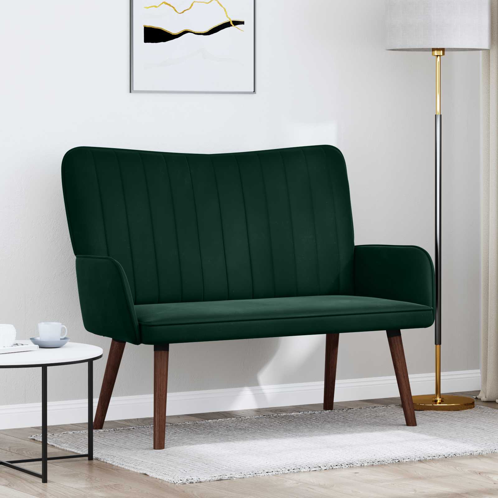 2-personers sofa Mørkegrøn 115 x 61 x 87 cm Fløjl
