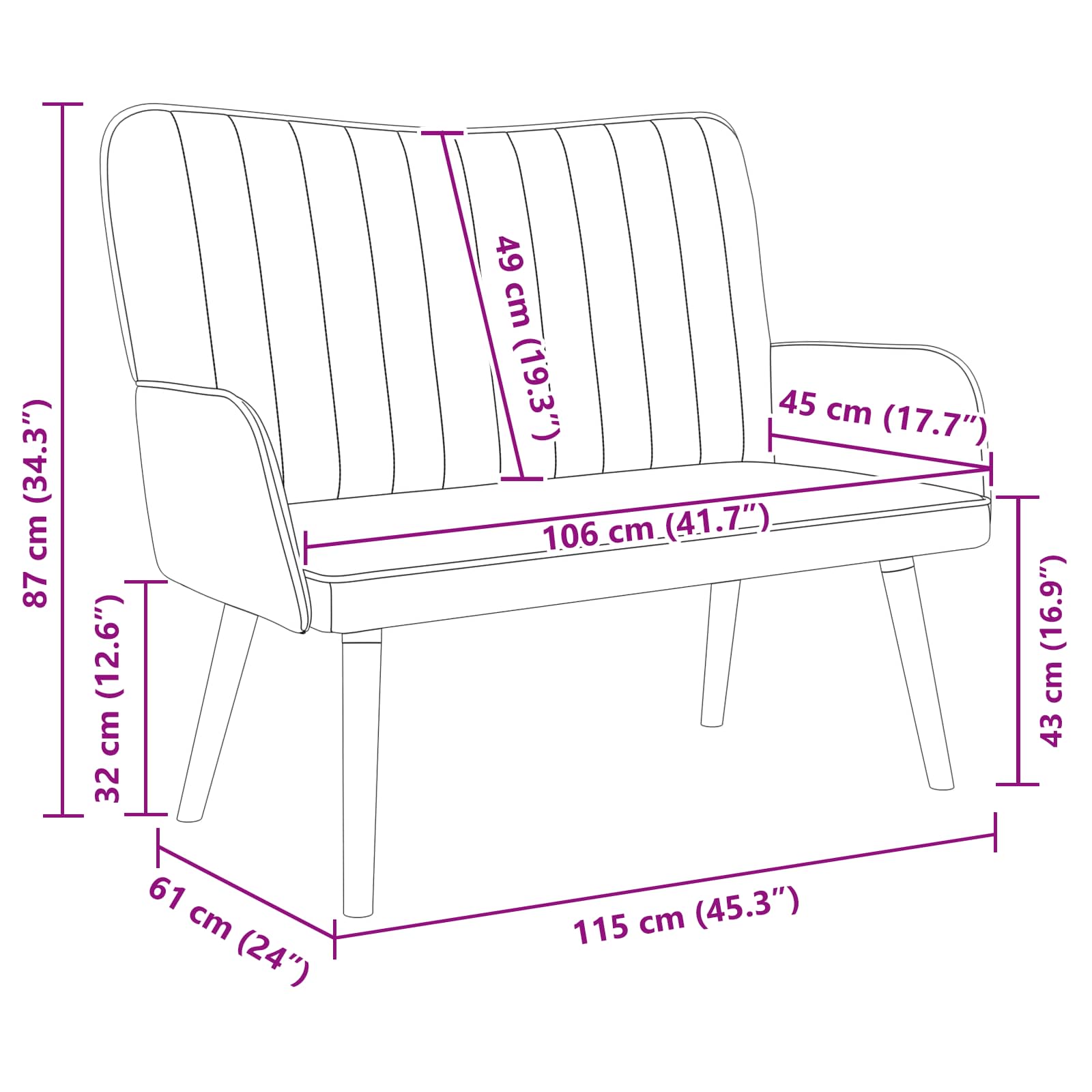 2-personers sofa Mørkegrøn 115 x 61 x 87 cm Fløjl